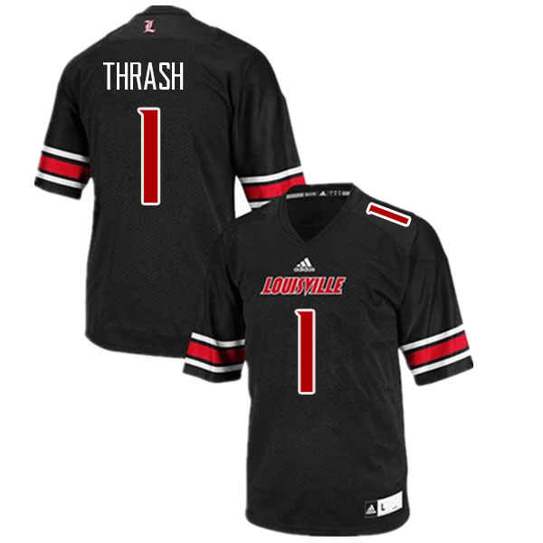 Men #1 Jamari Thrash Louisville Cardinals College Football Jerseys Stitched Sale-Black - Click Image to Close